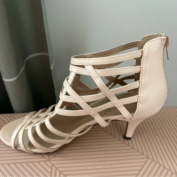 Lilley Cream Cage Heels Gladiator Sandal Tan Open Toe Casual Cocktail Neutral - Picture 5 of 14